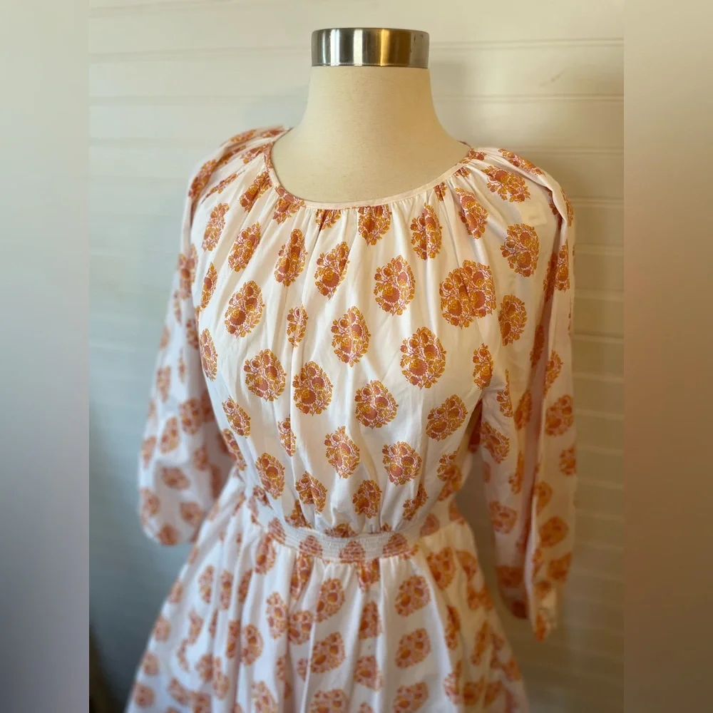 J.Crew Smocked-Waist Mini Dress in Gathered Floral Block Print NWT Size XS Boho